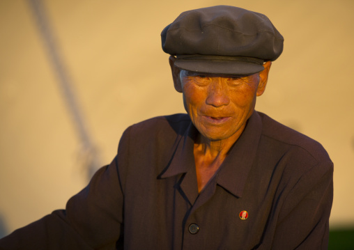 Portrait of a North Korean man with a cap, Kangwon Province, Wonsan, North Korea
