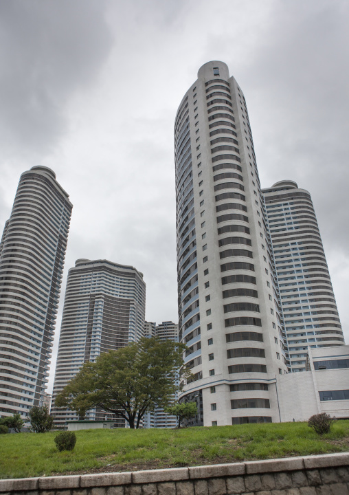 Modern apartment buildings in Changjon area, Pyongan Province, Pyongyang, North Korea