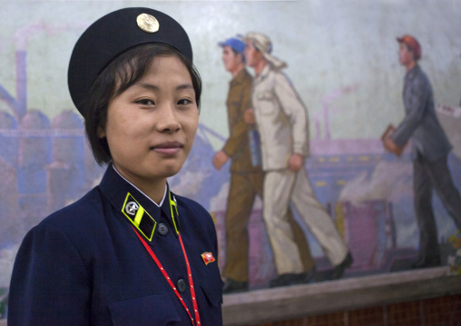 North Korean subway employee, Pyongan Province, Pyongyang, North Korea