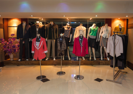 Made in china clothes sold in a shop, Pyongan Province, Pyongyang, North Korea