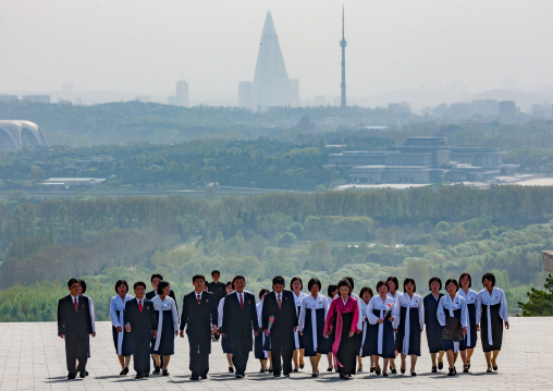 North Korean visitors in Taesongsan revolutionary martyr's cemetery, Pyongan Province, Pyongyang, North Korea