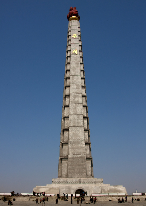 The Juche tower built to commemorate Kim il-sung's 70th birthday, Pyongan Province, Pyongyang, North Korea