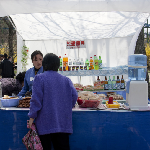 North Korean food and drinks street seller, Pyongan Province, Pyongyang, North Korea