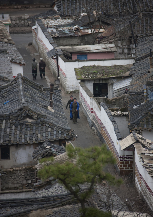 High angle view of the Korean houses in the old town, North Hwanghae Province, Kaesong, North Korea