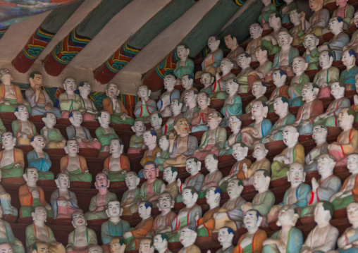 Buddha's students statues inside Anhwa buddhist temple, North Hwanghae Province, Kaesong, North Korea
