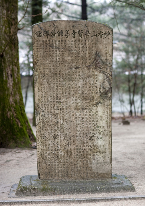 Steles in Pohyon-sa Korean buddhist temple, Hyangsan county, Mount Myohyang, North Korea