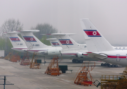 Air Koryo planes in the airport, Ryanggang Province, Samjiyon, North Korea
