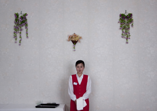 Waitress in a hotel, Ryanggang Province, Samjiyon, North Korea
