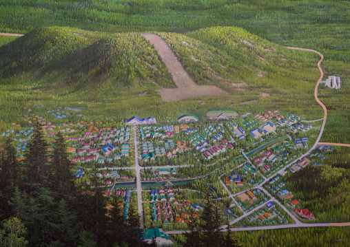 Map of Samjiyon hill with the skiing slopes, Ryanggang Province, Samjiyon, North Korea