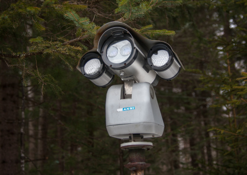 Cctv in the former secret camp of the Korean resistance against japanese in mount Paektu, Ryanggang Province, Samjiyon, North Korea