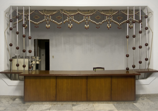 Empty counter shop with decoration, Pyongan Province, Pyongyang, North Korea