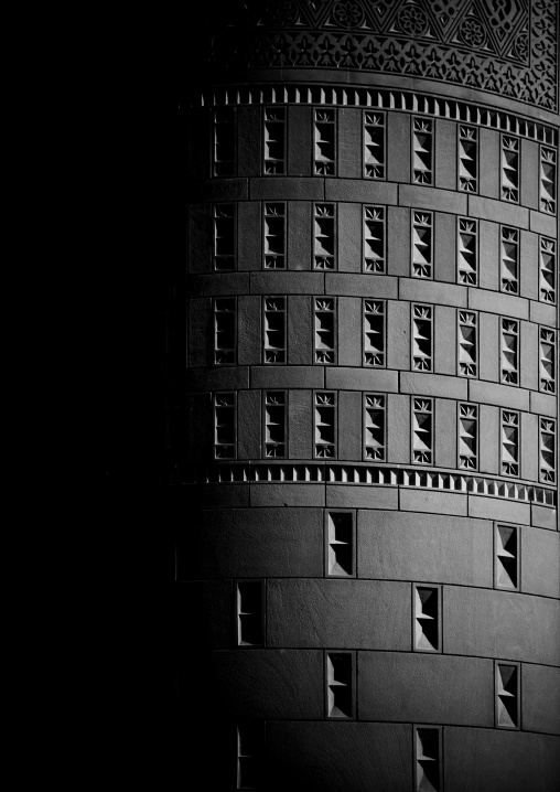 Decorations On The Wall Of Sultan Qaboos Grand Mosque In Black And White, Muscat, Oman
