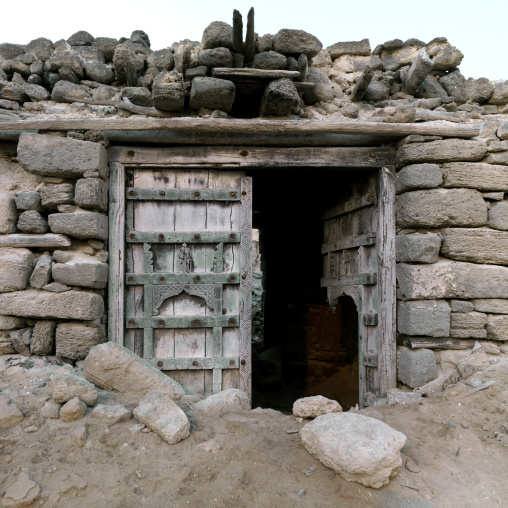 Ruined Door Of Arabic Style In An Old House, Salalah, Oman