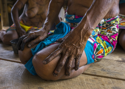 Panama, Darien Province, Bajo Chiquito, Woman Of The Native Indian Embera Tribe Is Ceremonially Decorated With Jagua Bodypaint