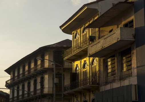 Panama, Province Of Panama, Panama City, Facades And Balconies Of The Old District In Casco Viejo