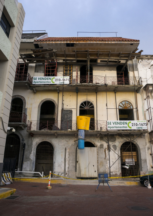 Panama, Province Of Panama, Panama City, Renovation On An Old Building Begins In Unesco Protected Area Of Casco Viejo