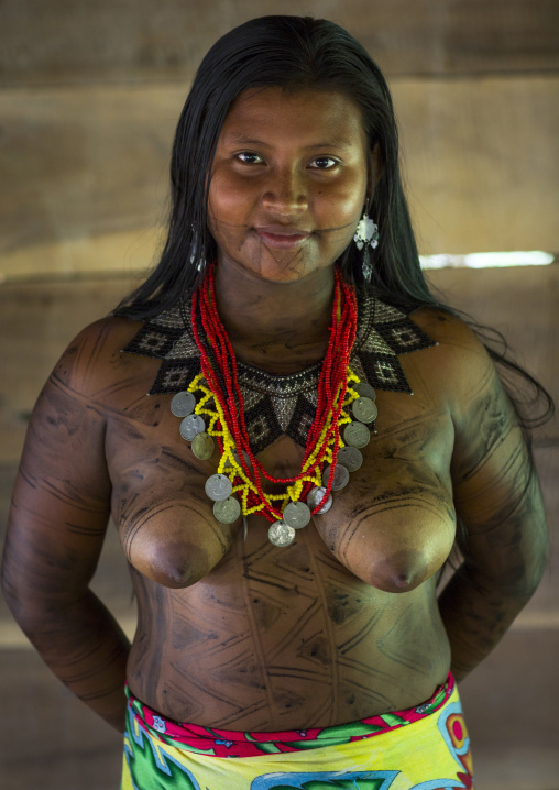 Panama, Darien Province, Bajo Chiquito, Woman Of The Native Indian Embera Tribe