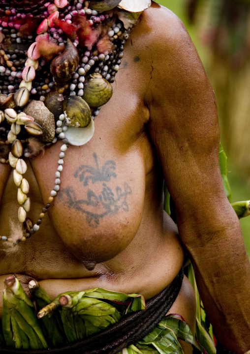 Plane tatooed on old woman breast, Western Highlands Province, Mount Hagen, Papua New Guinea