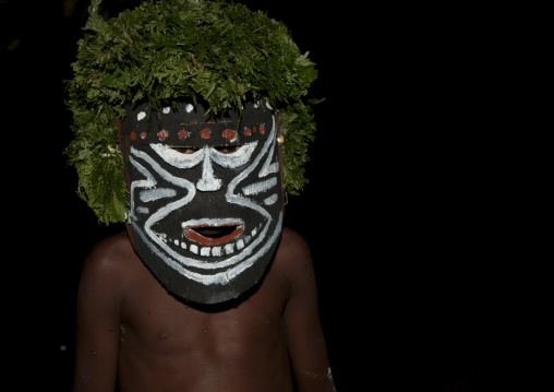 Man during a Malagan tatuana masks dance, New Ireland Province, Langania, Papua New Guinea