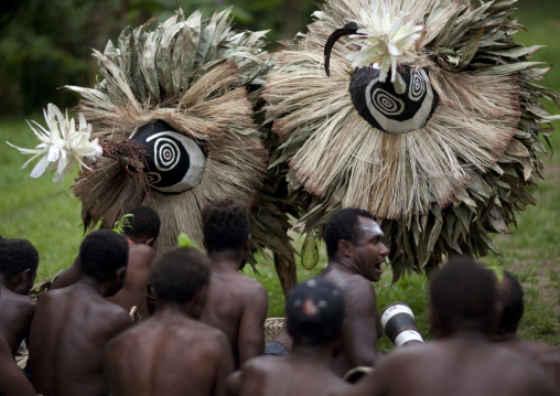 Duk duk giant masks during a Tubuan dance, East New Britain Province, Rabaul, Papua New Guinea