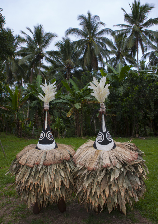 Duk duk giant masks during a Tubuan dance, East New Britain Province, Rabaul, Papua New Guinea