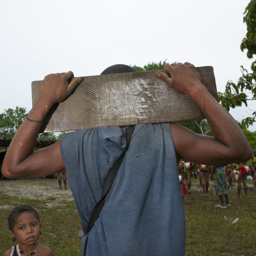 Wood board used to print doba traditional money, Milne Bay Province, Trobriand Island, Papua New Guinea