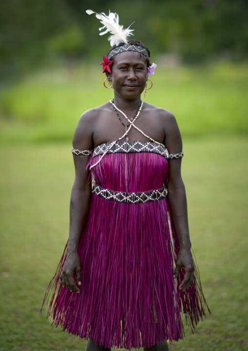 Portrait of a woman in traditional clothing, Autonomous Region of Bougainville, Bougainville, Papua New Guinea