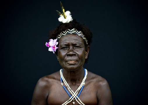 Portrait of a woman in traditional clothing, Autonomous Region of Bougainville, Bougainville, Papua New Guinea