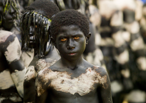 Snake tribe boy during a sing sing, Western Highlands Province, Mount Hagen, Papua New Guinea