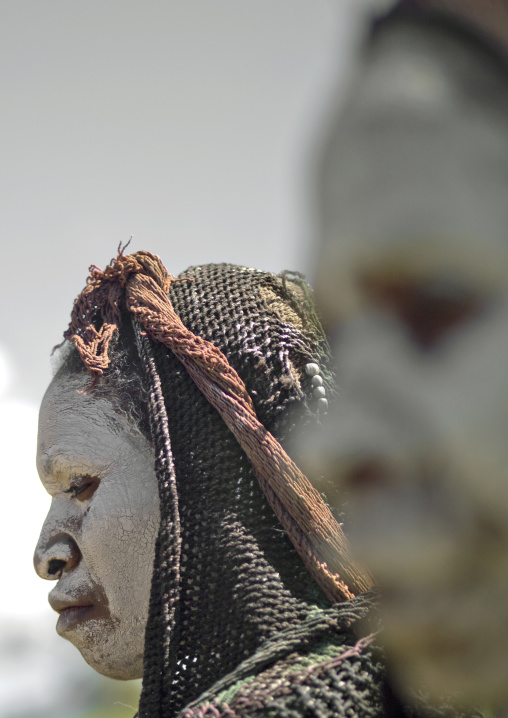 Portrait of a mourning woman with job tears necklaces, Western Highlands Province, Mount Hagen, Papua New Guinea