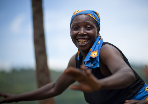 Traditional dance during a folklore event in a village, Lake Kivu, Nkombo, Rwanda