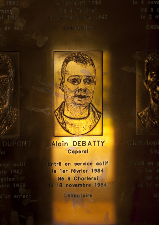 Alain debatty stele in camp kigali memorial site, Kigali Province, Kigali, Rwanda