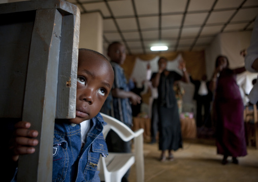 Rwandan children during a sunday mass in a church, Kigali Province, Kigali, Rwanda