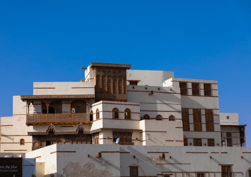 Renovated historic house with wooden mashrabiyas, Al Madinah Province, Yanbu, Saudi Arabia