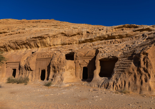 Nabataean tombs in al-Hijr archaeological site in Madain Saleh, Al Madinah Province, Alula, Saudi Arabia