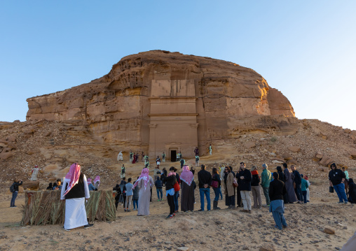 Saudi actors during an historical play in an open air theater in Madain Saleh, Al Madinah Province, Alula, Saudi Arabia