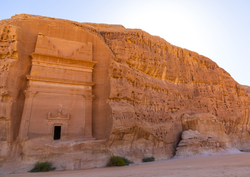 Nabataean tomb in al-Hijr archaeological site in Madain Saleh, Al Madinah Province, Alula, Saudi Arabia