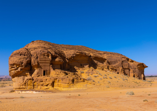 Nabataean tombs in al-Hijr archaeological site in Madain Saleh, Al Madinah Province, Alula, Saudi Arabia