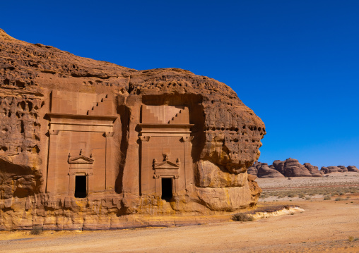 Nabataean tombs in al-Hijr archaeological site in Madain Saleh, Al Madinah Province, Alula, Saudi Arabia