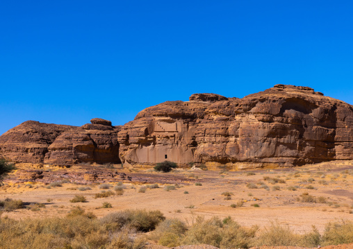 Nabataean tombs in al-Hijr archaeological site in Madain Saleh, Al Madinah Province, Alula, Saudi Arabia