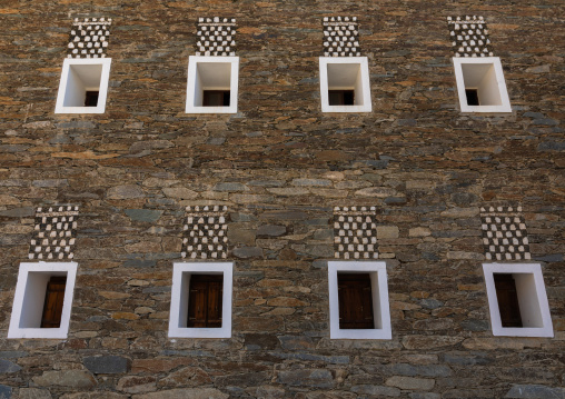 Multi-storey houses made of stones, Asir province, Rijal Alma, Saudi Arabia