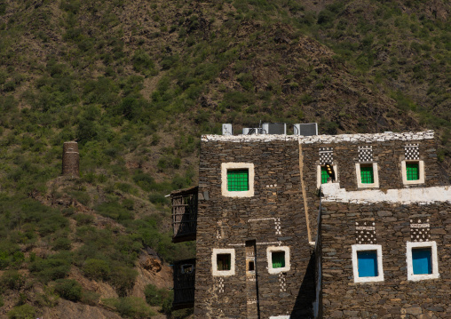 Multi-storey houses made of stones, Asir province, Rijal Alma, Saudi Arabia