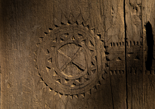 Rijal Almaa heritage village old wooden door, Asir province, Rijal Alma, Saudi Arabia