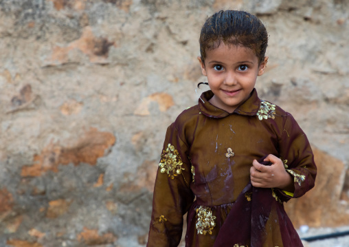 Portrait of a saudi girl with henna in the hair, Jizan province, Alaydabi, Saudi Arabia