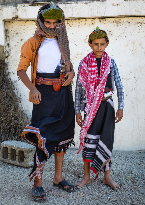 Portrait of a flower men wearing a floral crown on the head, Jizan province, Addayer, Saudi Arabia