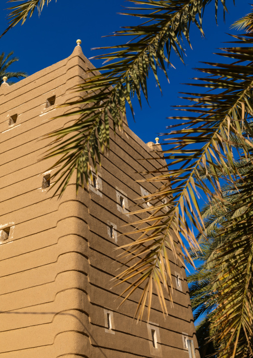 Traditional old mud house in the middle of plam trees, Najran Province, Najran, Saudi Arabia