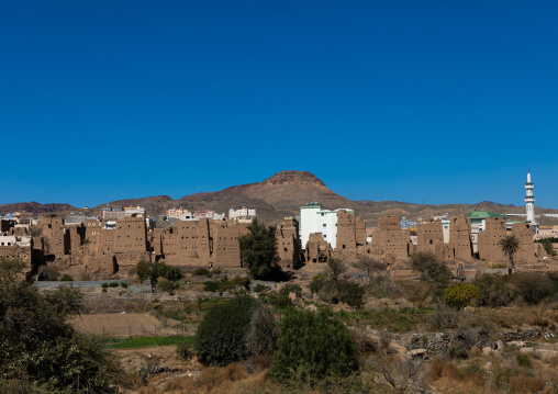 Traditional old multi-storey mud houses, Asir province, Dahran Aljanub, Saudi Arabia