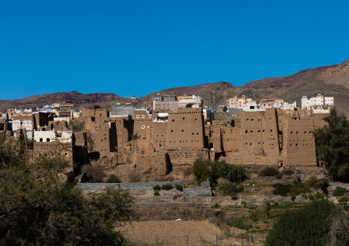 Traditional old multi-storey mud houses, Asir province, Dahran Aljanub, Saudi Arabia