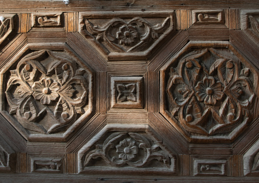 Kaki house carved decoration wood detail, Mecca province, Taïf, Saudi Arabia