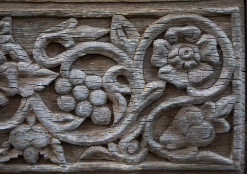 Bougari house carved decoration wood detail, Mecca province, Taïf, Saudi Arabia